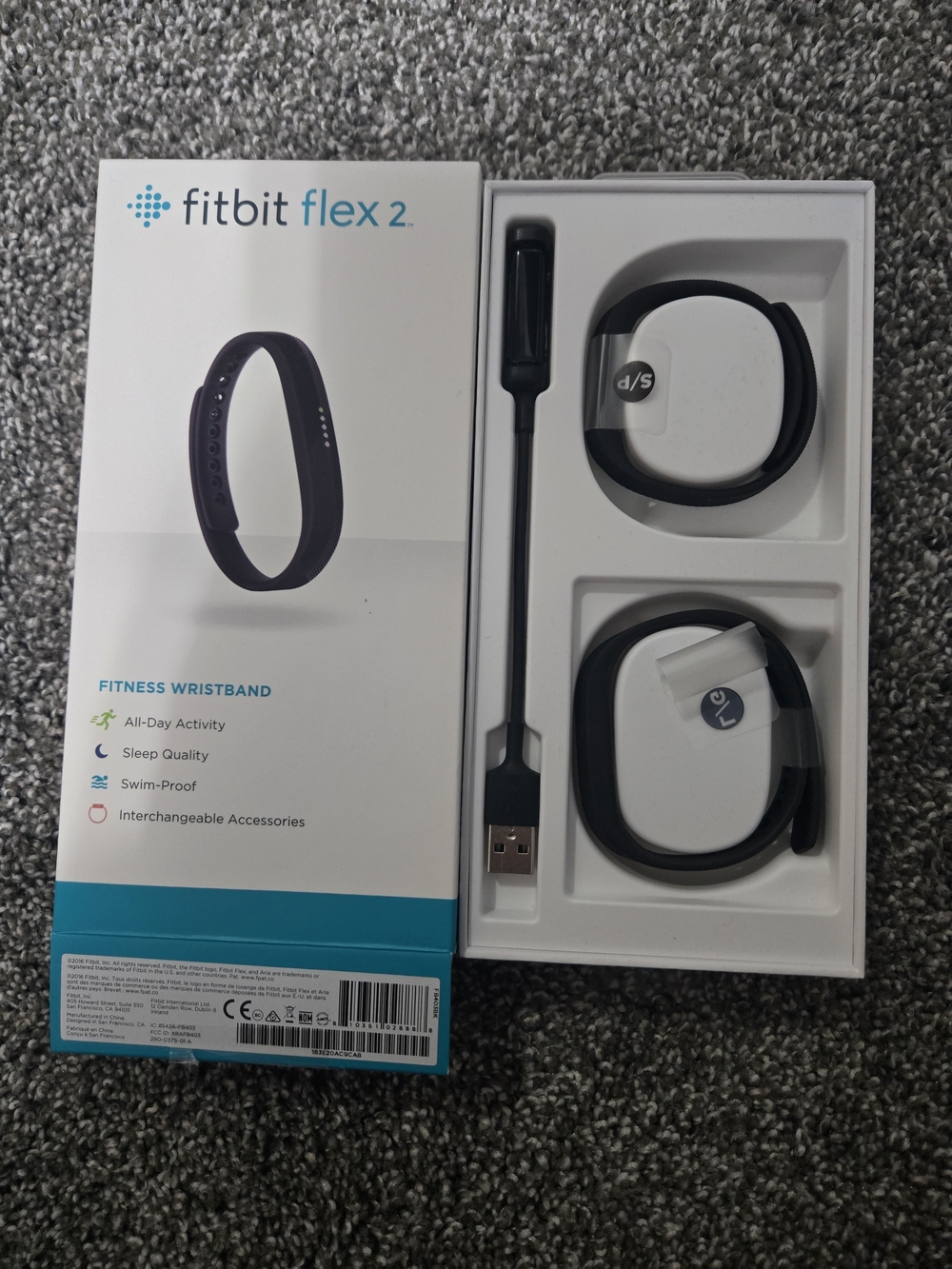 fitbit Flex 2 Black Wristbands with Charger - No Device/Tracker